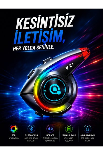 TeknolojiSA Intercom Y21 Motosiklet Kask Kulaklık Bluetooth 5.4 Kablosuz Motor Kulaklık Stereo Müzik Çalar