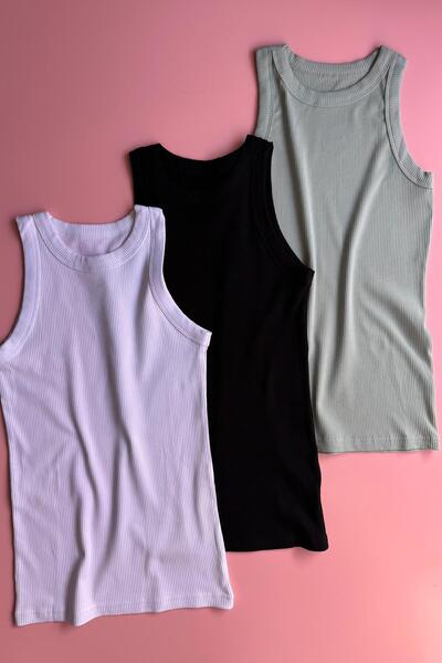 VicTroy Bluză din bumbac și lycra, cu guler halter, în 3 culori: verde, negru...