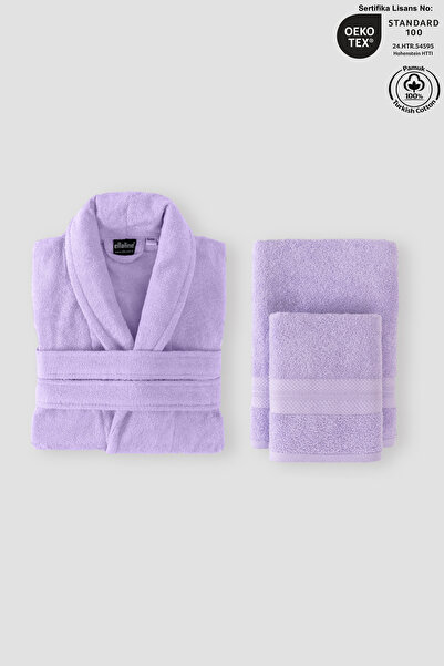 Ellaline Set de halate de baie din 3 piese, 100% bumbac certificat, prosop pe...