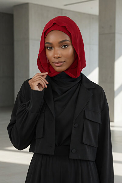 Aisha's Design Boyun Kapatıcı Özellikli Şifon Kapşonlu Penye Bone,B-95,Bordo ...