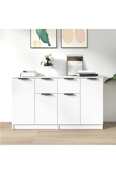Concept Servante, 2 buc., alb, 60x30x70 cm, lemn prelucrat
