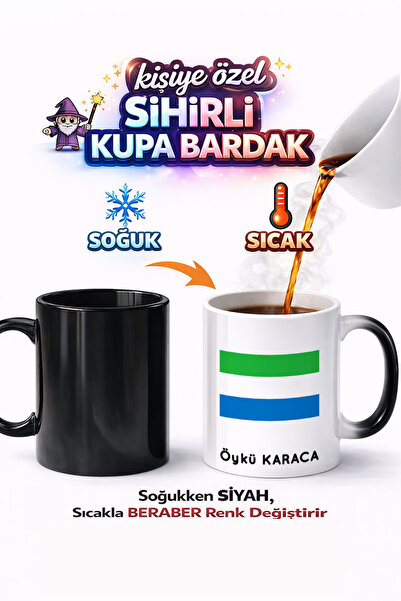 Kirbi Reklam كوب سحري من البورسلين مطبوع على الوجهين بعلم سيراليون هدية