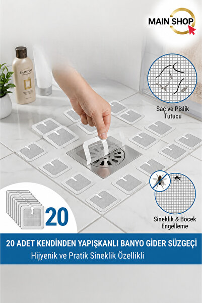 MAİN SHOP (20 Pieces) Adhesive Disposable Bathroom Drain Holder and Kitchen S...