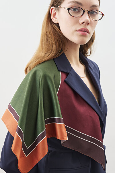 Manuka Patterned Medium Satin Scarf NERA-BURGUNDY