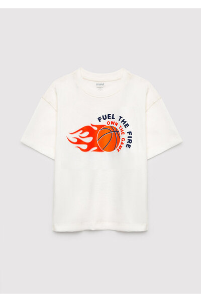 Mavi Tricou cu imprimeu FUEL THE FIRE, alb murdar