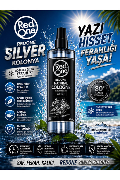 Red One Silver Erkekler Için Traş Sonrası Berber Kolonya 400 ml
