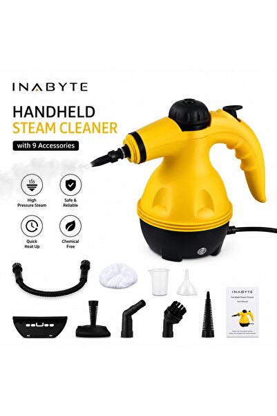 inabyte Handheld Pressurized Steam Cleaner with 9 Accessories, for Home, Car,...