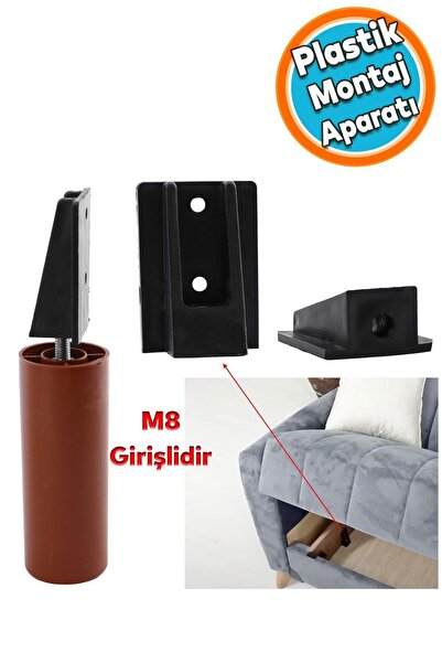 NZB Mobilya Masa Baza Sehpa Gizli Montaj Ayağı Plastik Montaj Bağlantı Aparatı M8 Civatalı Tabanı 1 ADET