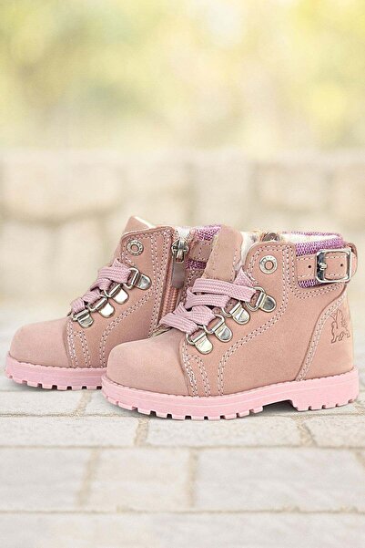 Rakerplus Griffon Genuine Leather Pink Glitter Zippered Baby Girl Boots