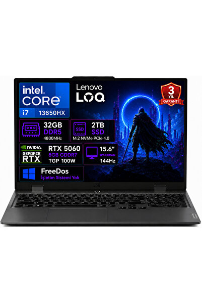 LENOVO LOQ 15IRX10 83JE00JQTR-03 i7-13650HX 32GB DDR5 2TB SSD RTX5060 8GB TGP...
