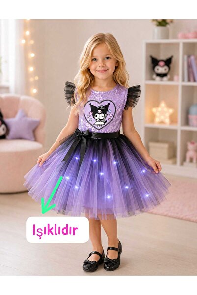 3b kids kuromi ışıklı elbise kostüm abiye doğum günü parti düğün davet organi...