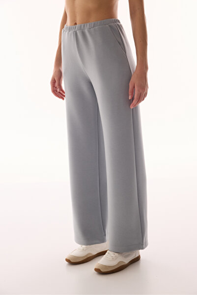 Penti Pantaloni gri Silky Touch talie înaltă cu picioare largi