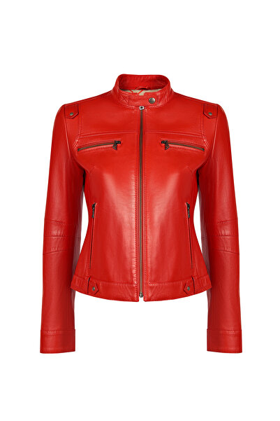 Derimod Vicky Women's Red Short Leather Jacket 26Sge5170R3