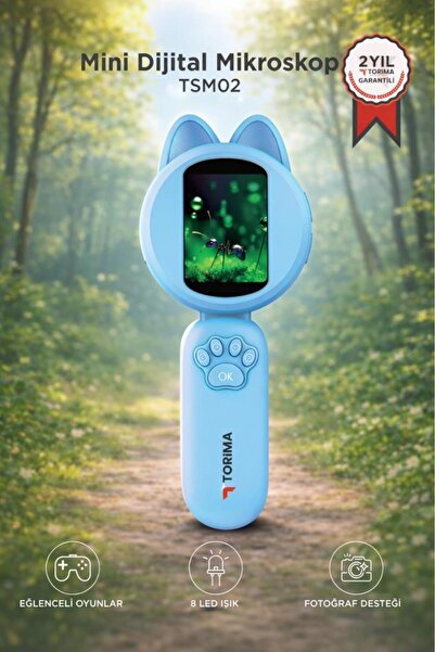 Torima Mini Dijital Mikroskop Led Işıklı HD IPS Ekranlı Eğitici Oyuncak TSM02...