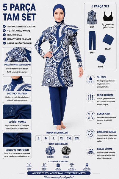 ALFASA Marina Flywheel Detaliat Hijab Costum de baie