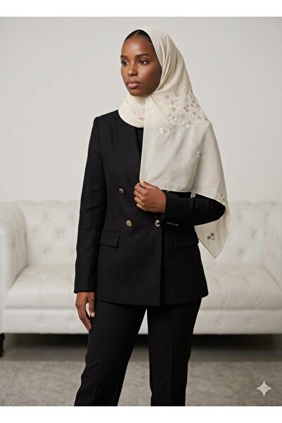 Veil Designer طرحة الورد المنثور بوال ياباني طبقتين التطريز علي كامل الطرحه 1...