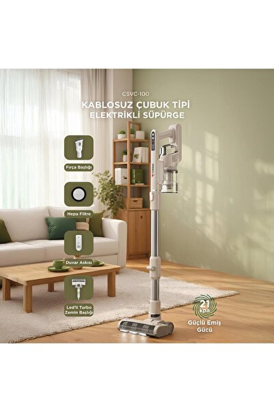 Torima Kablosuz Katlanabilir Hafif UV Işıklı Dikey Şarjlı Süpürge 300W 21KPa ...