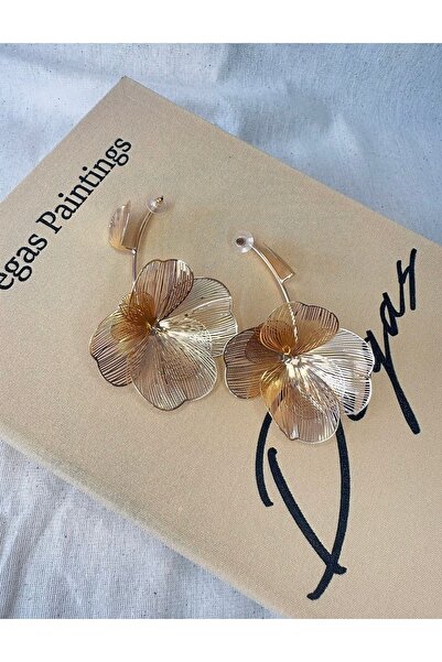 MOD10 Helen jewelry tel işleme çiçekli sallantılı gold küpe