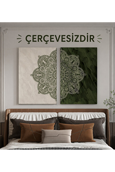 Meröka Sonsuz Harmoni Şık Modern Premium Mandala Tablo Seti 2'li Duvar Dekoru...