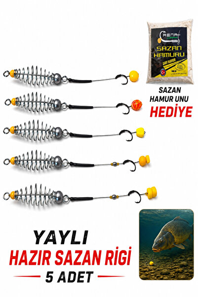 sr sazanrig 30 GR KURŞUNLU YAYLI KARIŞIK RİG TAKIMI SARI HAMUR UN’LU (5'Lİ SET)
