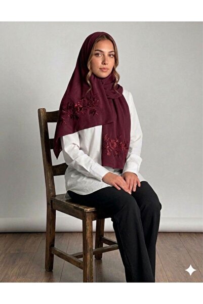 Veil Designer Two-layered hijab with embroidery on both sides, Japanese fabri...