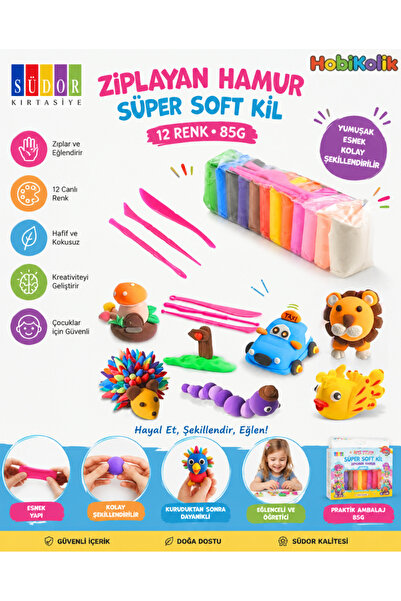 Art Tone SÜDOR ZIPLAYAN HAMUR SÜPER SOFT KİL 12 RENK PAKET