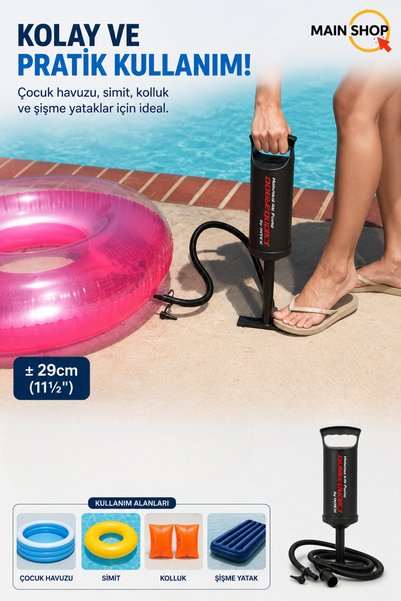 MAİN SHOP Intex 29 cm Boxed Pump for Mattress, Boat, Life Jacket, Pool and Ring Inflator Pump M-68612