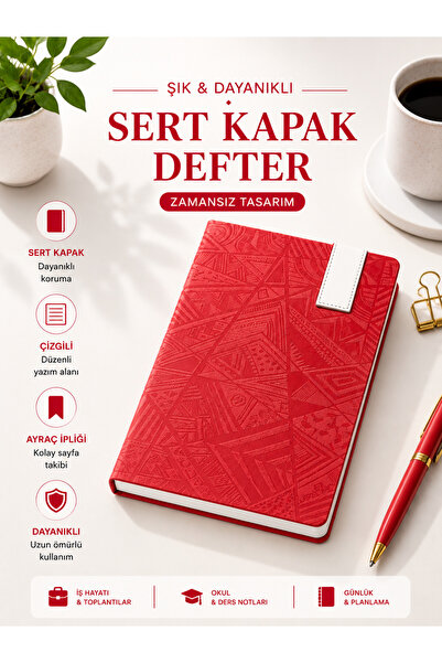Papacasso Kırmızı Deri Ciltli Sert Kapak Ajanda