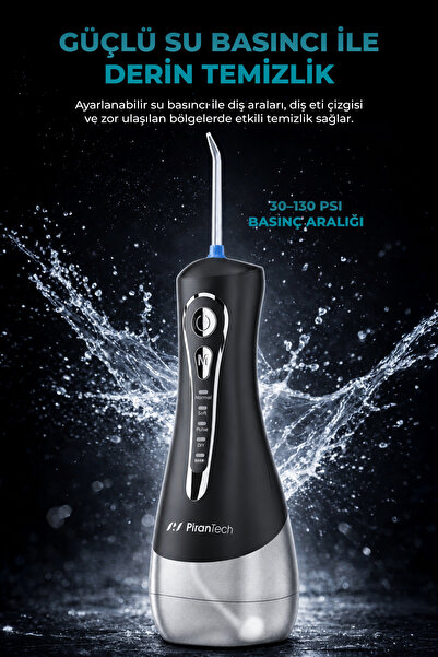 PiranTech AquaDent Ultra Ağız Duşu - Şarjlı Taşınabilir, 4 Farklı Mod, IPX7 Su Geçirmez