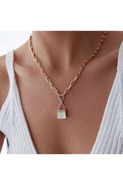 Cherry by Özkonak Çiçekli Kilit Charm Ataç Kolye