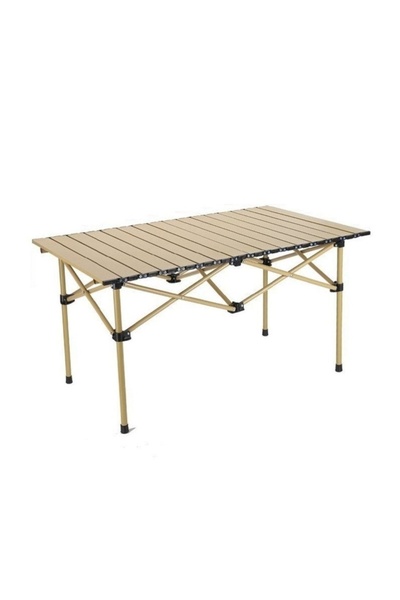 ECARLA Masă pliabilă, cu cadru metalic și blat rezistent, compact pentru camp...