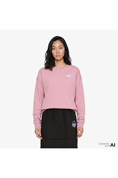Puma Essential Small Logo Relaxed Crew Kadın Pembe Sweatshirt