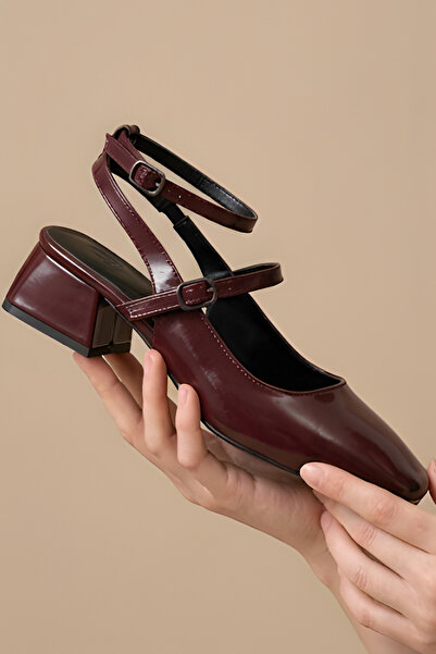ZOLESSA Pantofi cu toc Mary Jane pentru femei, bordeaux, cu spatele deschis, ...
