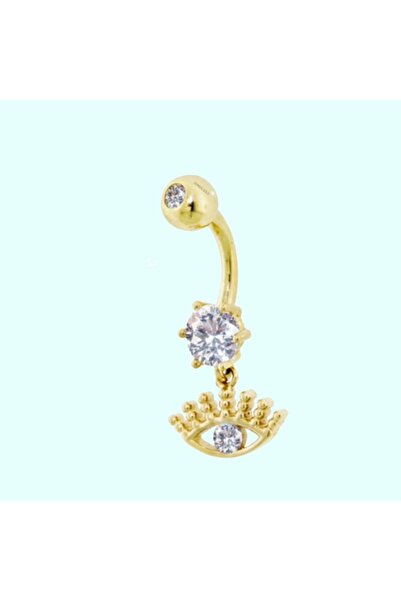 Sembol Gold Altın Göbek Piercing 14 Ayar Sallantılı Göz