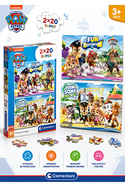 CLEMENTONI Supercolor Puzzle Paw Patrol (2x20 pieces)- Multicolor