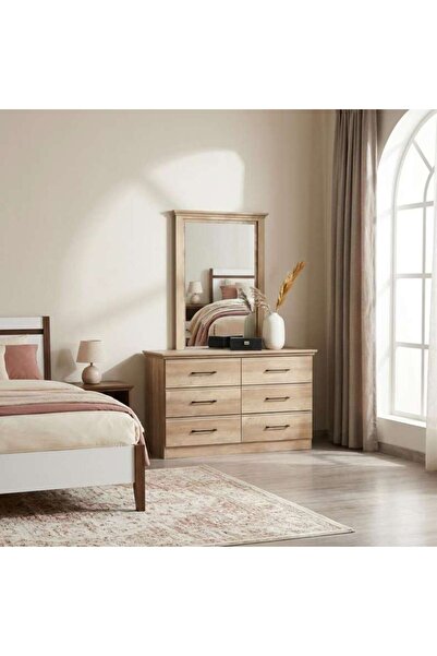 PAN HOME Grimsby Dressing Table With Mirror - Walnut