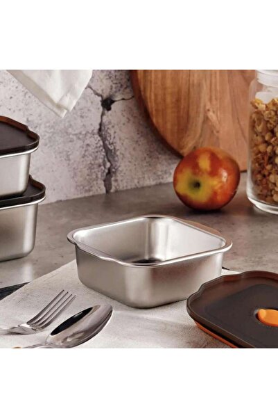 PAN HOME Edzel Stainless Steel Square Lunch Box 450ml -chrome