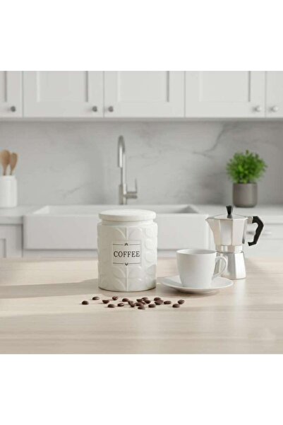 PAN HOME Carrisa Coffee Canister 1050ml -white