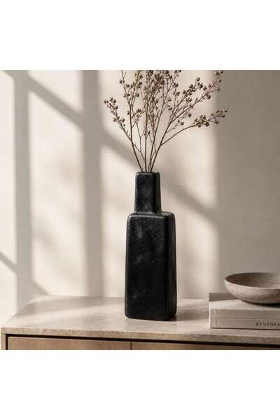 PAN HOME Tetris Ceramic Block Vase 6.3x4.5x25.5cm - Black