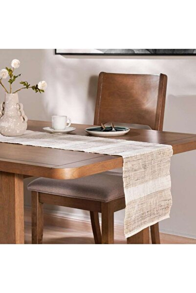 PAN HOME مفرش طاولة منسوج من قماش الرامي - 33×180 سم - طبيعي