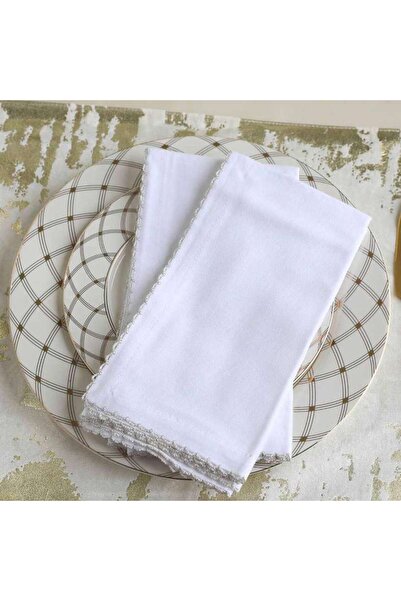 PAN HOME Amelia S/4 Napkin White Silver 45x45cm