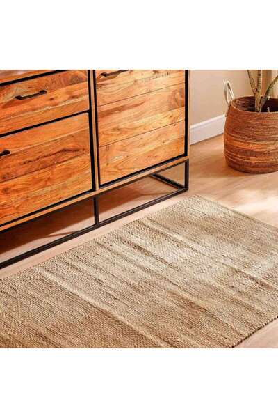 PAN HOME سجادة ديلراي من الجوت المنسوج يدويًا 60×90 سم - طبيعية