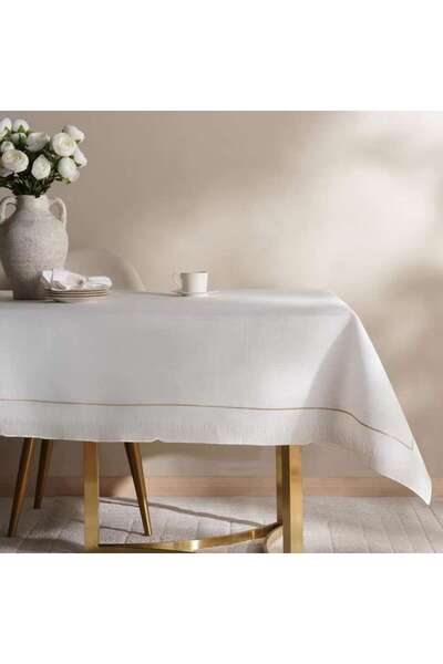PAN HOME غطاء طاولة مطرز للمناسبات 150×250 سم - ذهبي