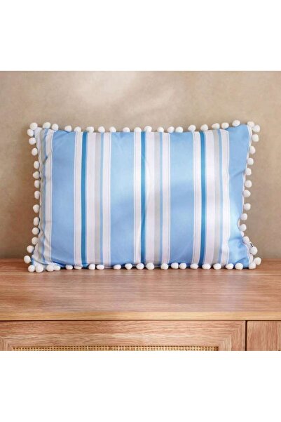 PAN HOME Axis Stripe Printed Water Repellant Lace Trimmed Outdoor Filled Cush...