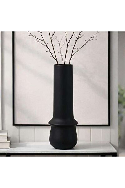 PAN HOME Odin Lydia Polyresin Decor Vase 16.5x16.5x40.5cm - Black