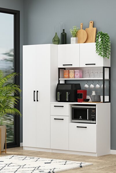 Avmpark Ervin Tiba Beyaz Airfry Çok Amaçlı Kiler Dolabı 4 Raflı Dolaplı Kahve...