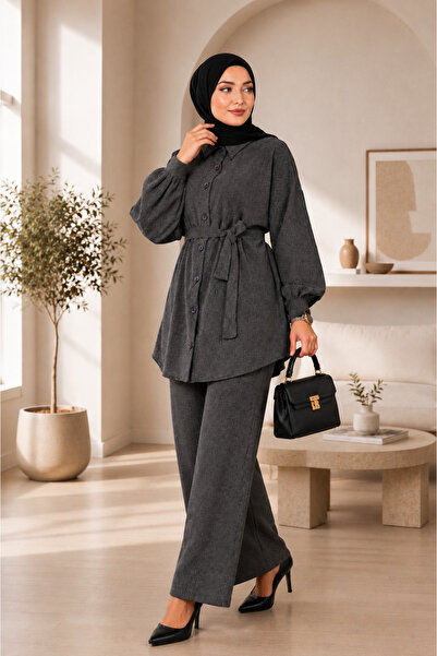 MACMODA Anthracite Length Button Comfortable Double Set