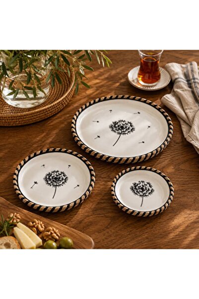 Home Inn Home Textile Dandelion Flower Patterned Straw Look Presentation Set ...