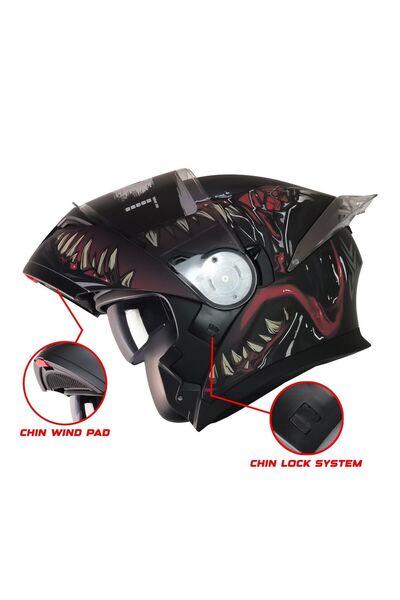 MOTOANL Motosiklet Çene Açılır Kask Ece 22.06 Sertifikalı Güneş Vizörlü Yeni ...