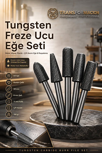 Transformacion Freze Ucu Taşlama Seti Profesyonel Çelik Rotary Burr Seti 5'li...
